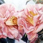 "Young Lovers," watercolor 29" x 21" available call: 864-202-7561 or email carter@ boucherart.com for price.
Flowers often remind me of people and a small scene will run through my mind. In this case it reminded me of two young lovers the mail on the left kissing the female on the right. This is a watercolor on acid-free paper.