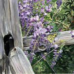 Wisaeria and a Bee, gouache, 29" w x 21" h